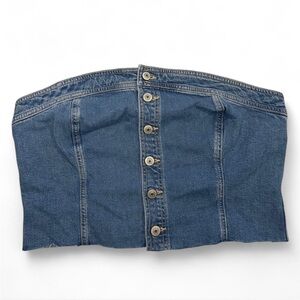 American Eagle Denim Button-Up Tube Top Size 14 NWT Chic Western